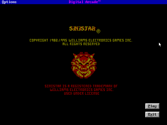 Title screen of Sinistar