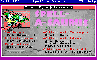 Title screen of Spell-A-Saurus