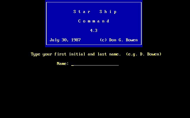 Title screen of Star Ship Command