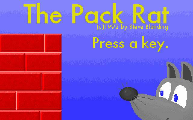 Title screen of The Pack Rat