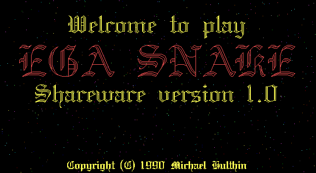 Title screen of EGA Snake