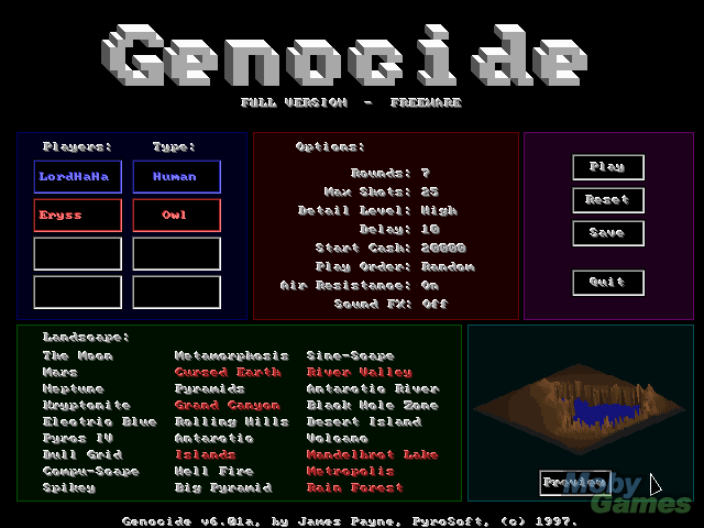 Title screen of Genocide