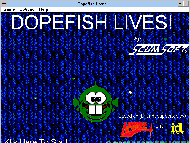 Title screen of Dopefish Lives!
