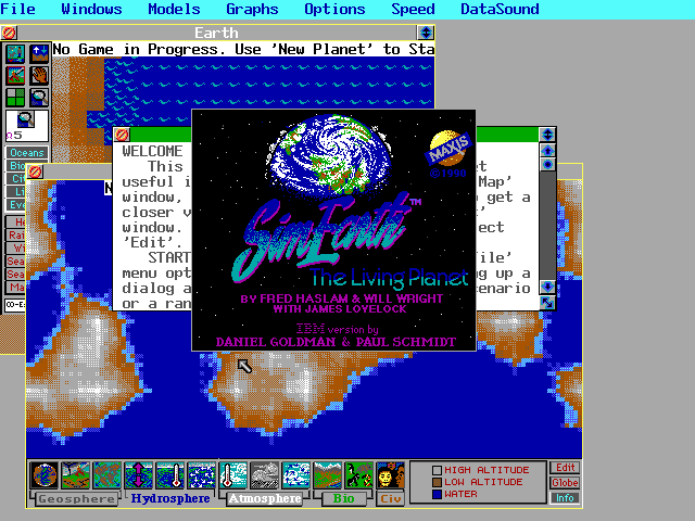 Title screen of Sim Earth: The Living Planet