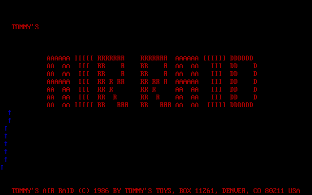 Title screen of Tommy's Air Raid