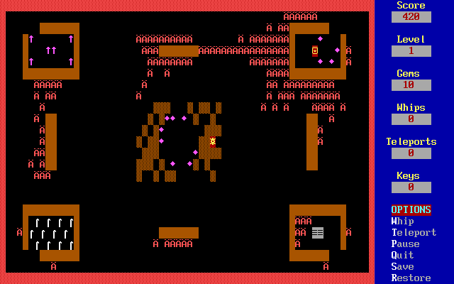 Gameplay of Dungeons of Kroz