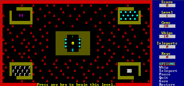 Gameplay of Dungeons of Kroz