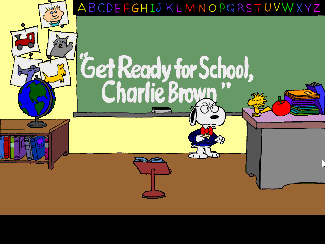 Title screen of Get Ready for School, Charlie Brown!