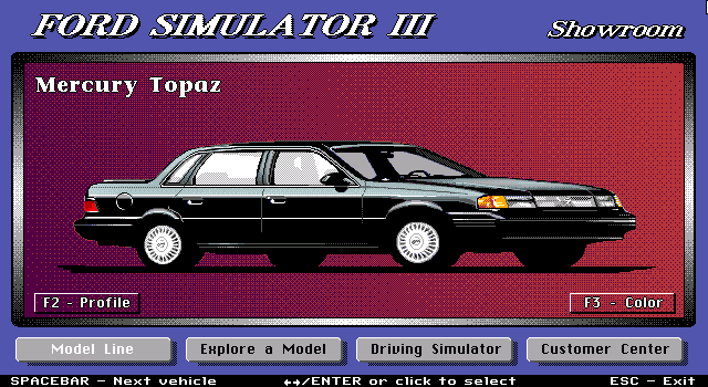 Title screen of Ford Simulator III