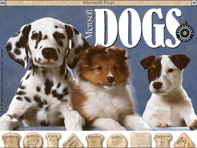 Title screen of Microsoft Dogs