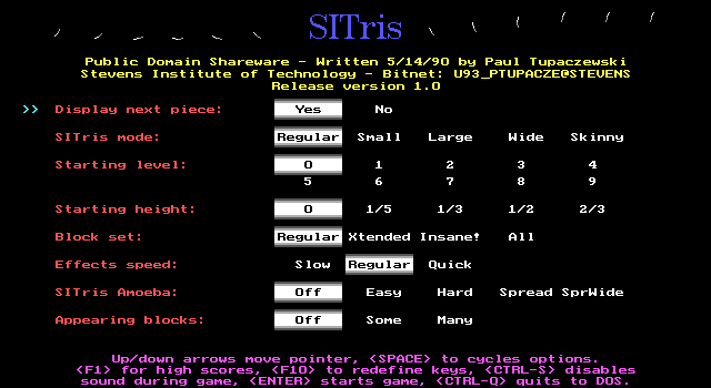 Title screen of SITris