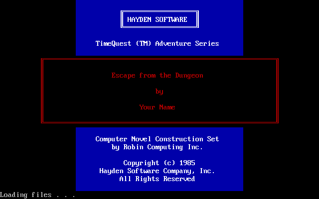 Gameplay of Computer Novel Construction Set