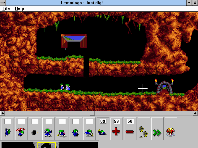 Gameplay of Lemmings for Windows