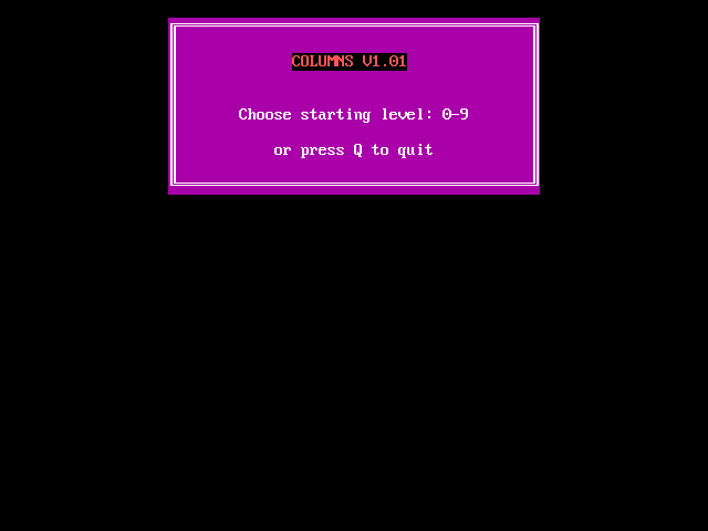 Title screen of Columns (1989)