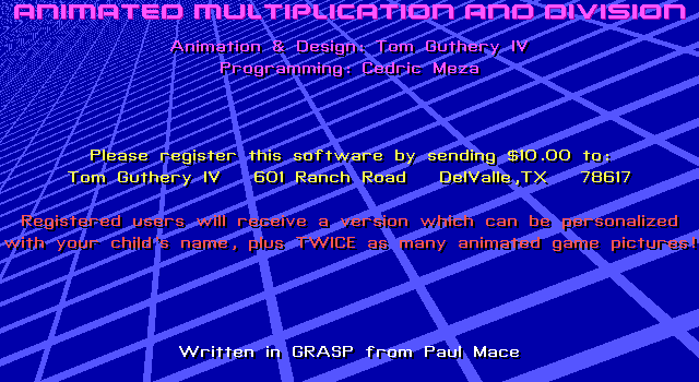 Title screen of Animated Multiplication and Division
