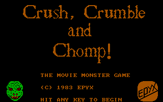 Title screen of Crush, Crumble and Chomp!