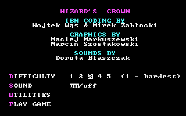 Title screen of Wizard's Crown