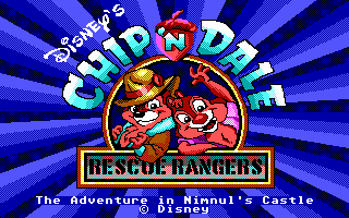 Title screen of Chip 'n Dale Rescue Rangers: The Adventures in Nimnul's Castle