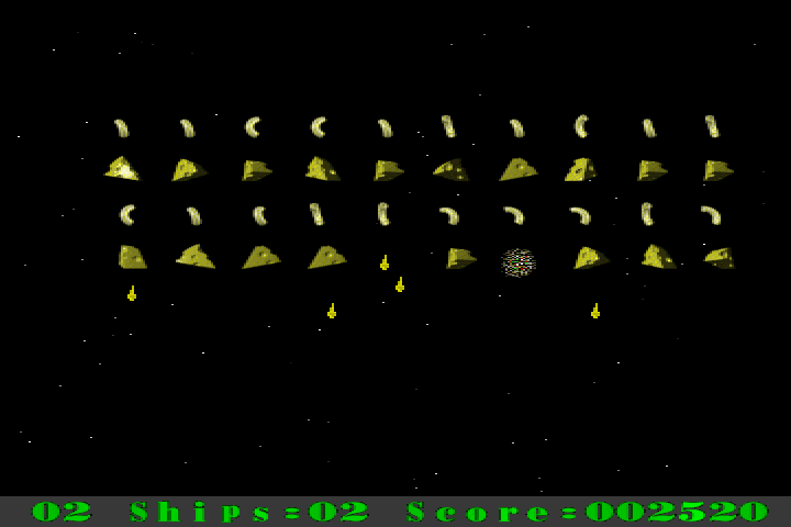 Gameplay of Cheesy Invaders