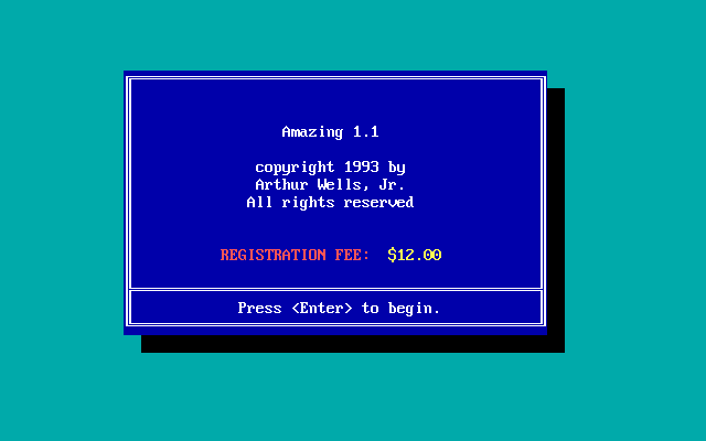Title screen of Amazing
