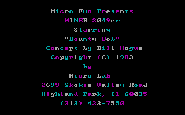 Title screen of Miner 2049er