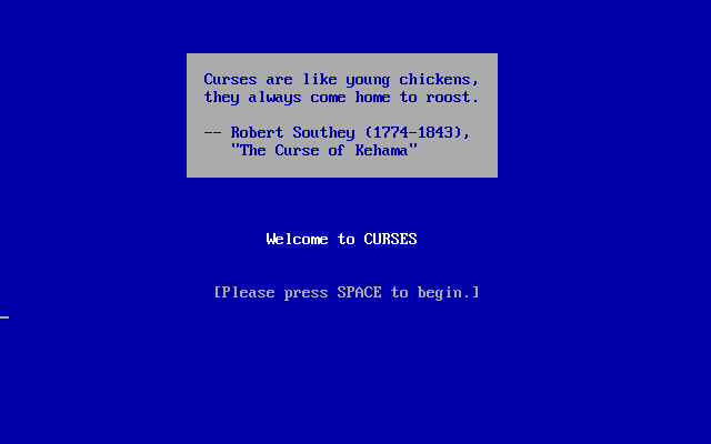 Title screen of Curses