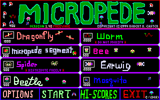 Title screen of Micropede