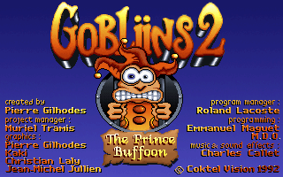 Title screen of Gobliins 2: The Prince Buffoon