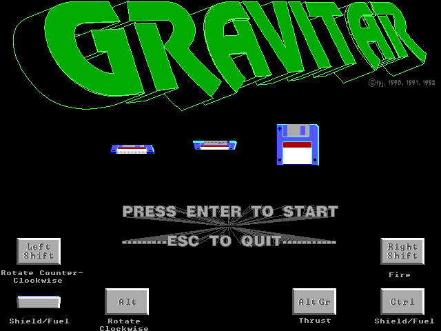 Title screen of Gravitar
