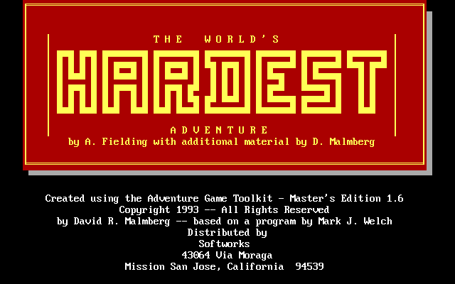 Title screen of The World's Hardest Adventure