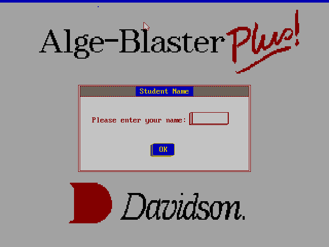 Title screen of Alge-Blaster Plus!
