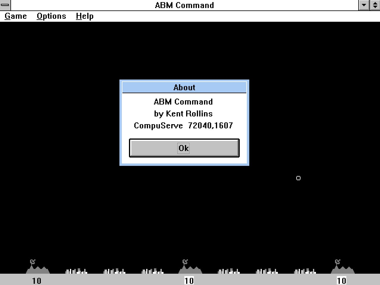 Title screen of ABM Command
