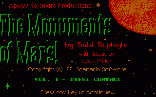 Title screen of Monuments of Mars
