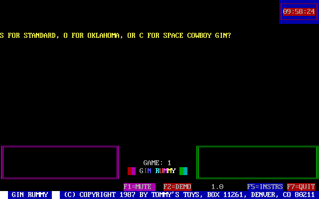 Title screen of Tommy's Gin Rummy