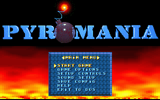 Title screen of Pyromania