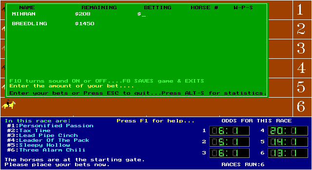 Title screen of Race the Nags