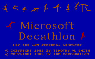 Title screen of Microsoft Decathlon