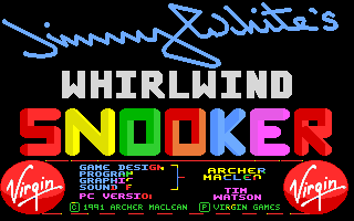 Title screen of Jimmy White's 'Whirlwind' Snooker