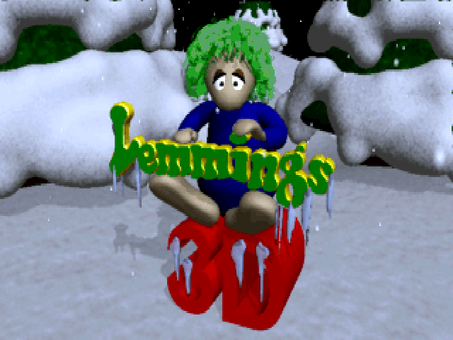 Title screen of 3D Lemmings Winterland