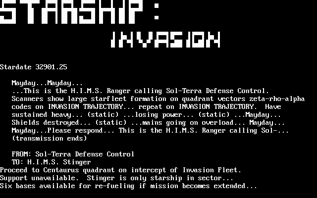 Title screen of Starship: Invasion