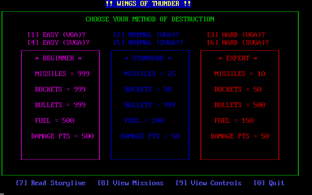 Title screen of Wings of Thunder