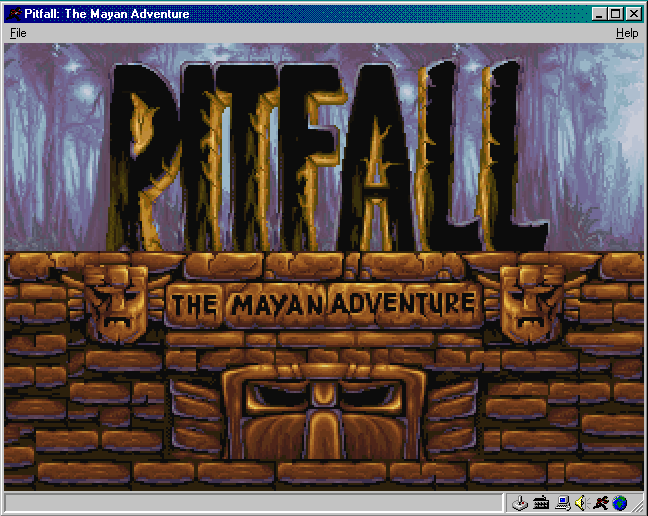 Title screen of Pitfall: The Mayan Adventure