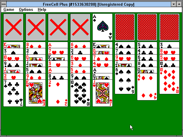 Gameplay of FreeCell Plus