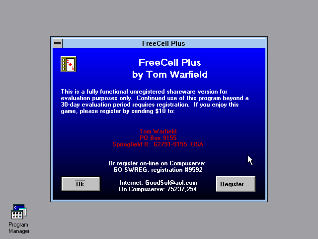 Title screen of FreeCell Plus