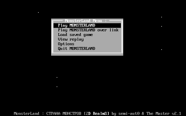 Title screen of Monster Land