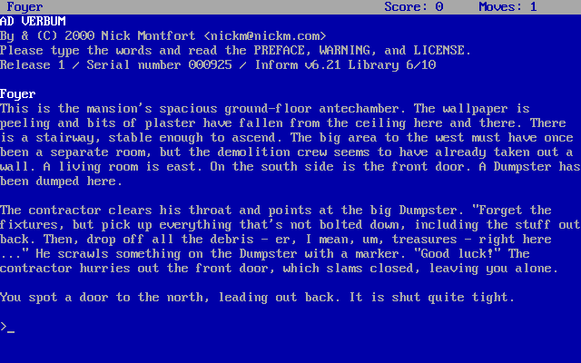 Title screen of Ad Verbum