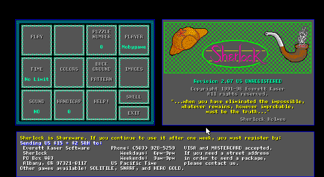 Title screen of Sherlock