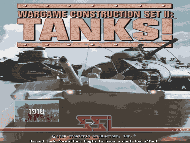 Title screen of Wargame Construction Set II: Tanks!