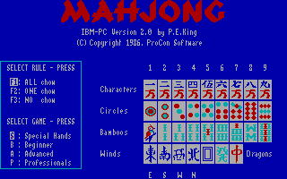 Title screen of Mahjong