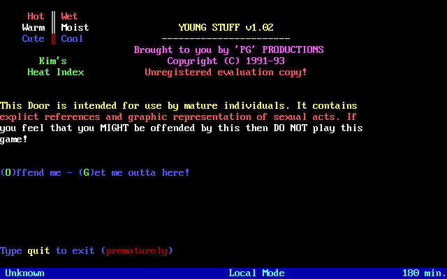 Title screen of Young Stuff